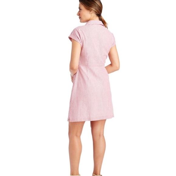 Vineyard Vines NWT Tie Front Seersucker Shirt Dress in Malibu Pank size 2 - Picture 7 of 13